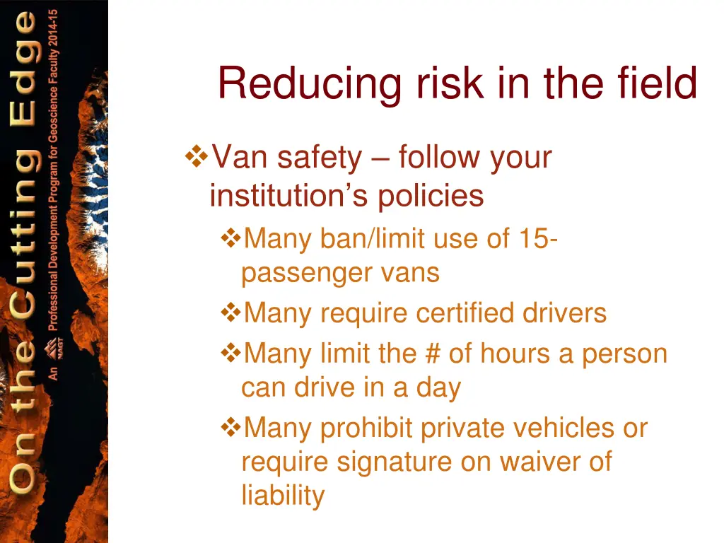 reducing risk in the field 2