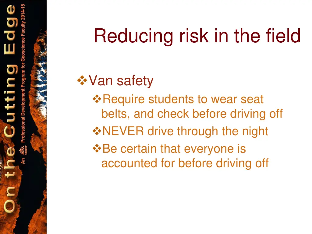 reducing risk in the field 3