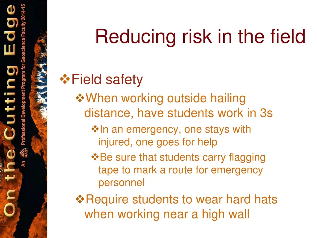 reducing risk in the field 4