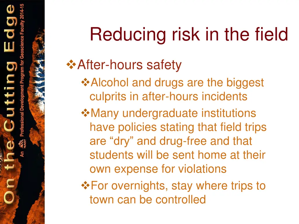 reducing risk in the field 5
