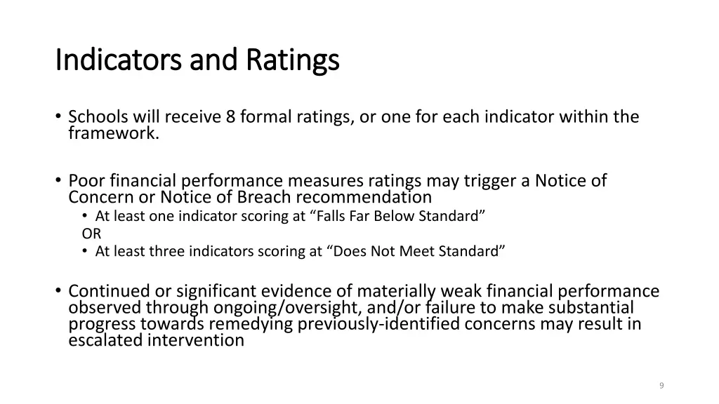 indicators and ratings indicators and ratings