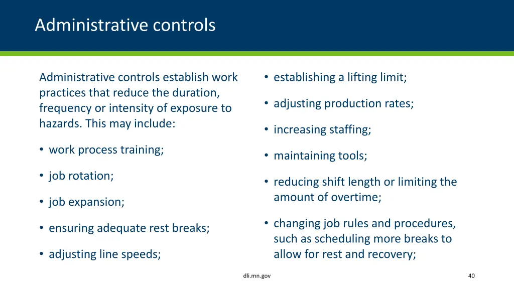 administrative controls