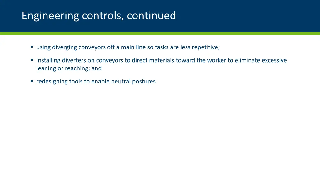 engineering controls continued