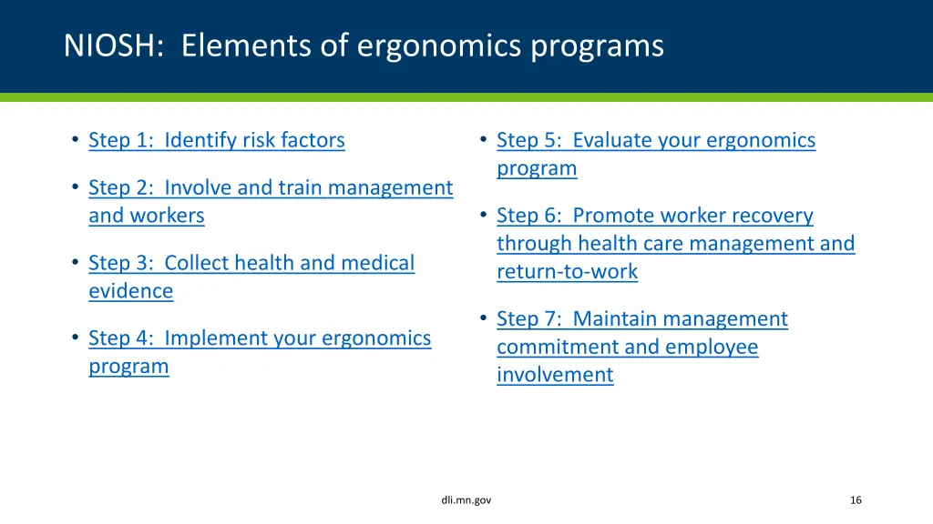 niosh elements of ergonomics programs