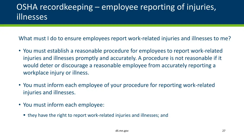 osha recordkeeping employee reporting of injuries