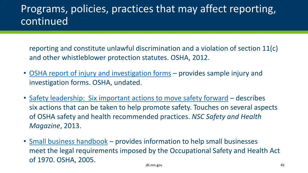 programs policies practices that may affect 1