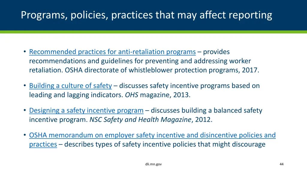 programs policies practices that may affect