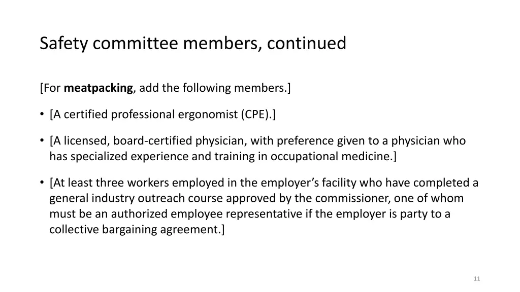 safety committee members continued