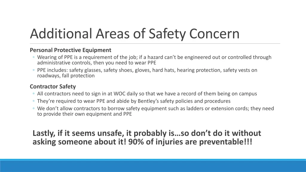 additional areas of safety concern 1