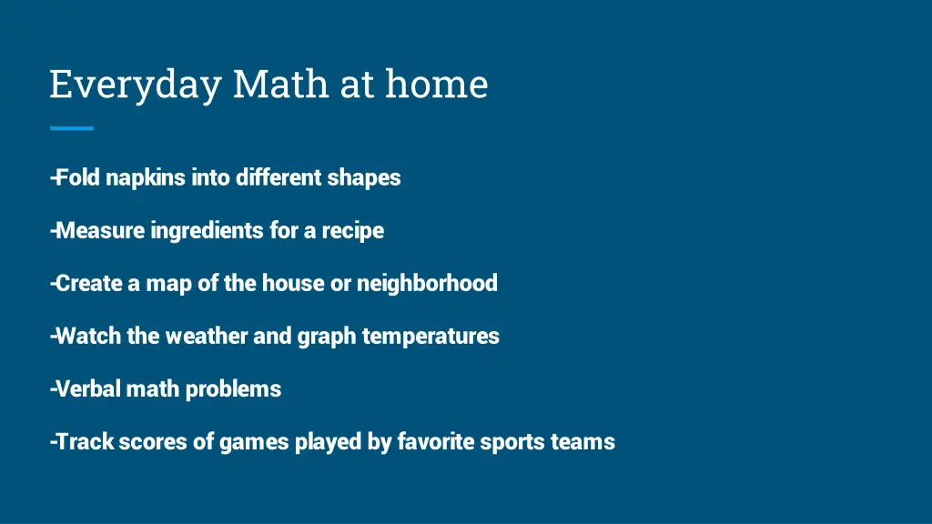 everyday math at home