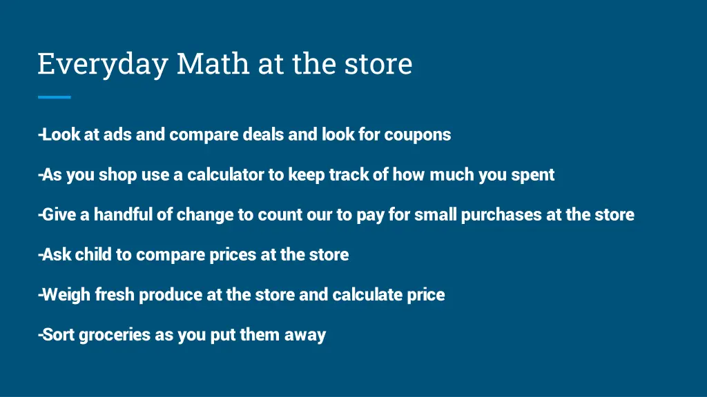 everyday math at the store