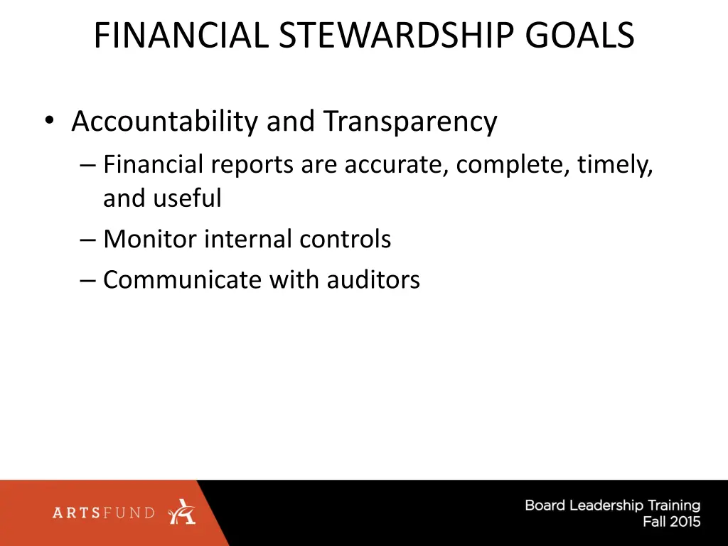 financial stewardship goals