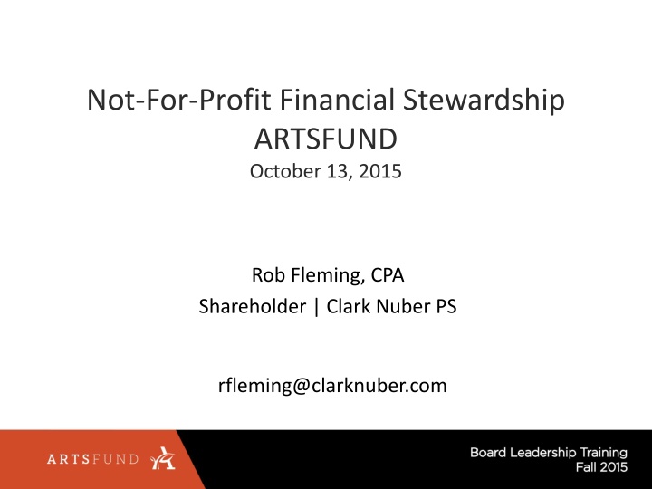 not for profit financial stewardship artsfund