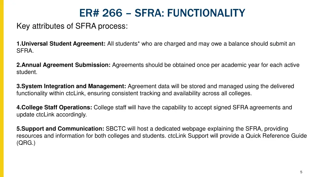 er 266 sfra functionality key attributes of sfra