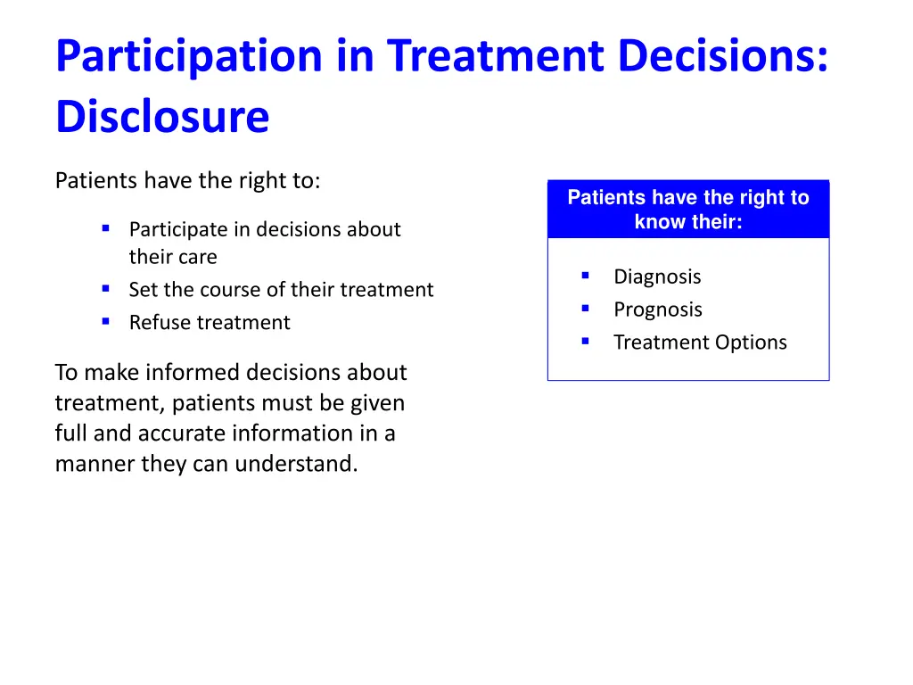participation in treatment decisions disclosure