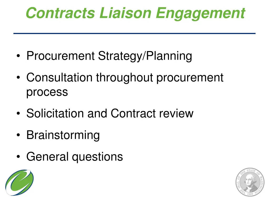 contracts liaison engagement