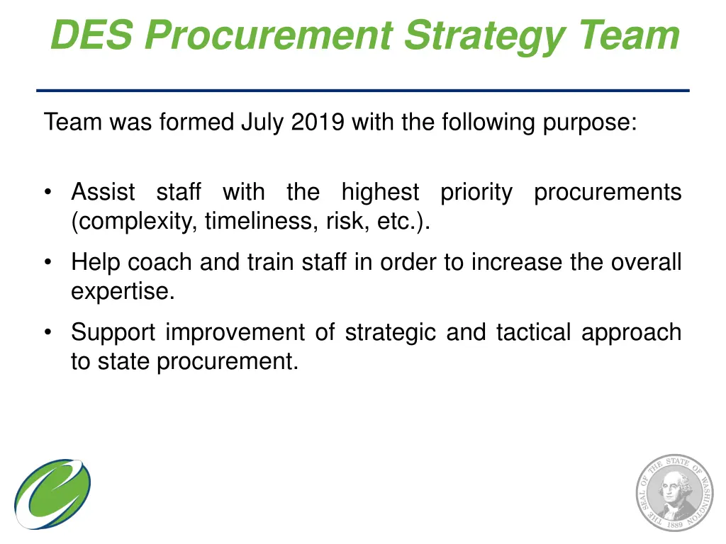 des procurement strategy team 1