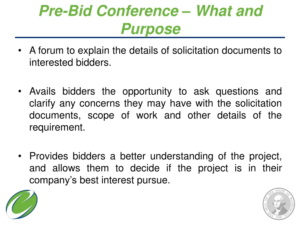 pre bid conference what and purpose