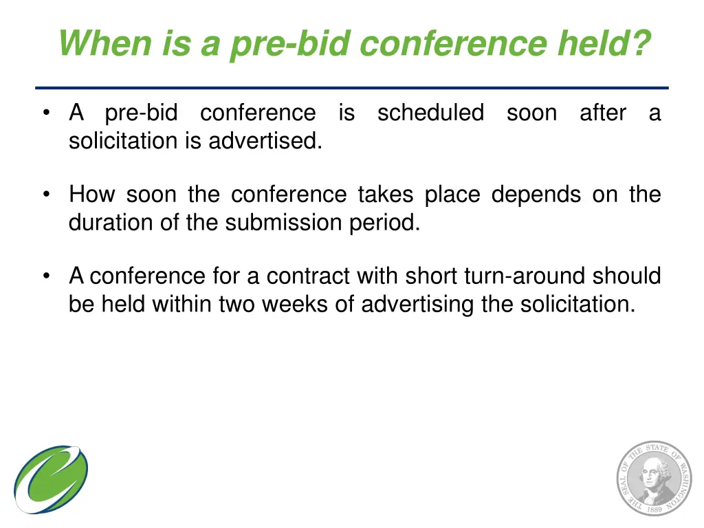 when is a pre bid conference held