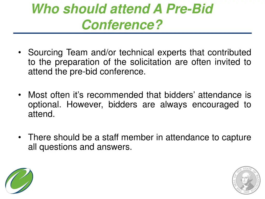 who should attend a pre bid conference