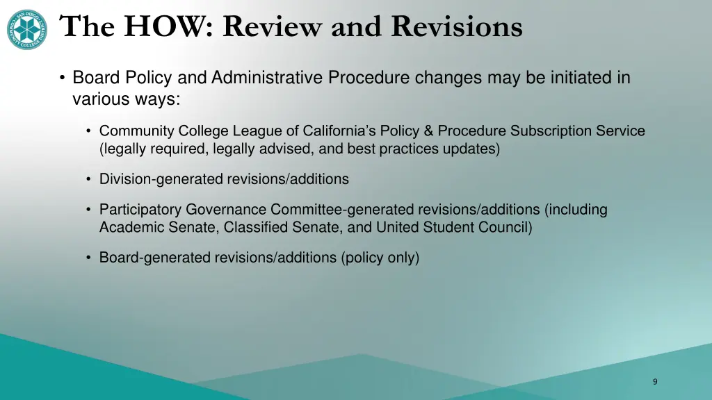 the how review and revisions