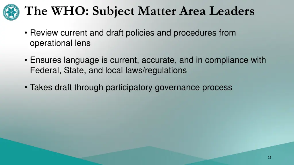 the who subject matter area leaders