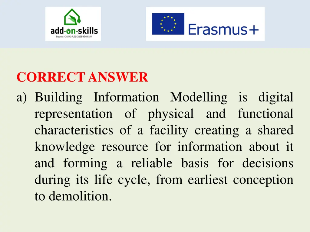 correctanswer a building information modelling