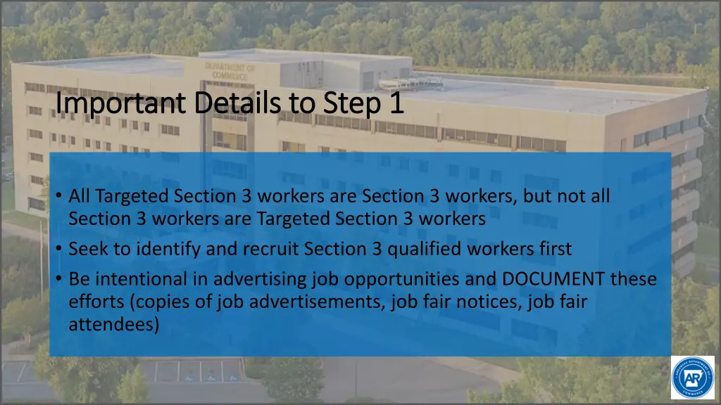 important details to step 1 important details