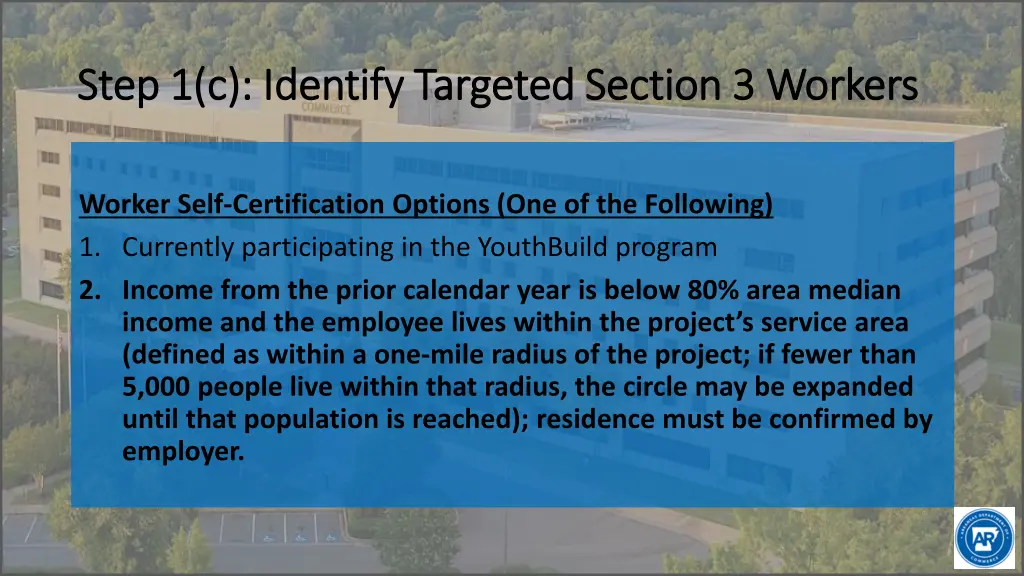 step 1 c identify targeted section 3 workers step