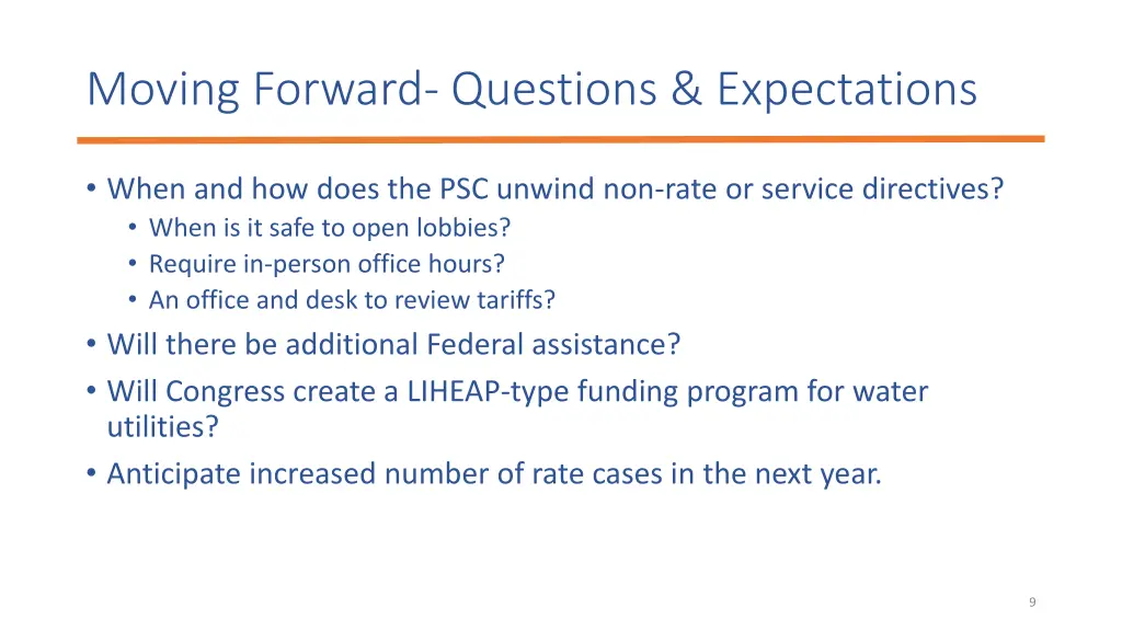 moving forward questions expectations