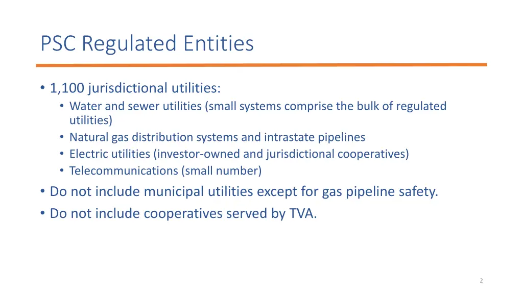 psc regulated entities