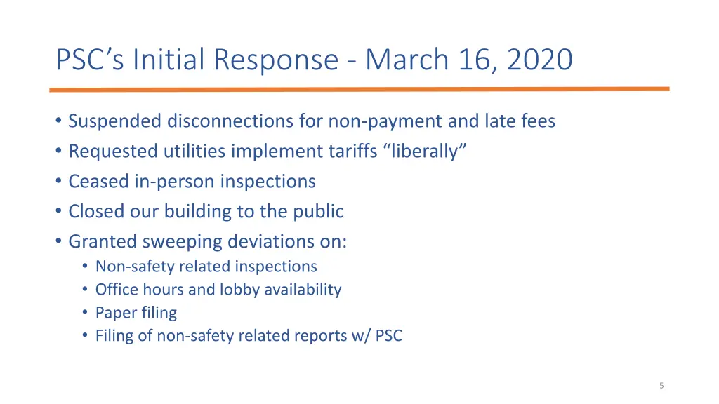 psc s initial response march 16 2020