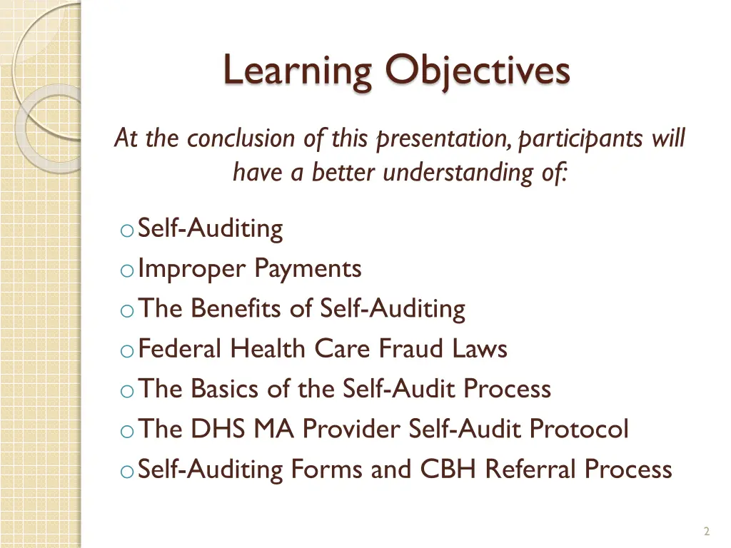 learning objectives
