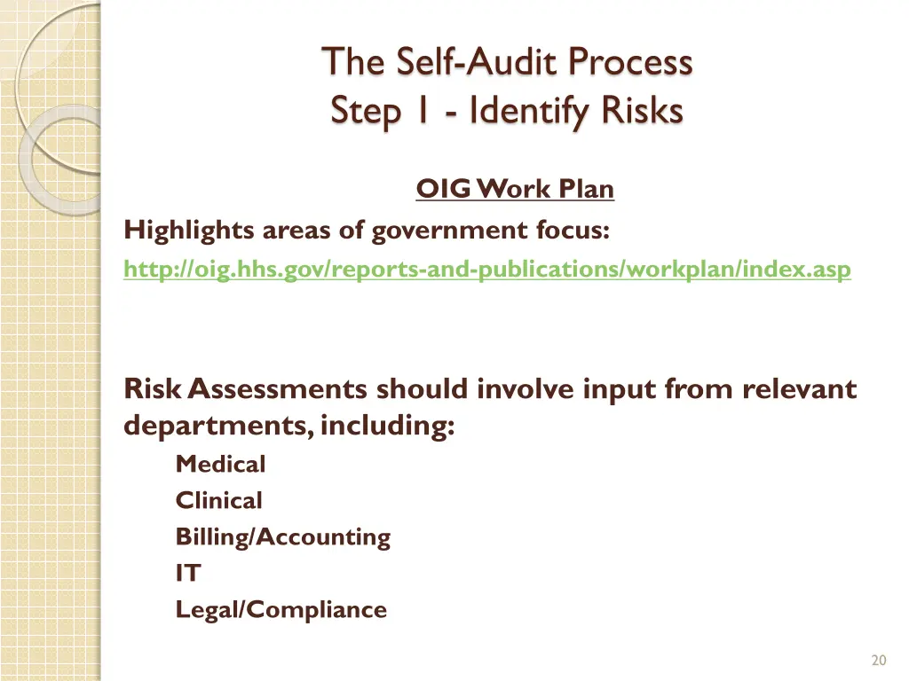 the self audit process step 1 identify risks 3