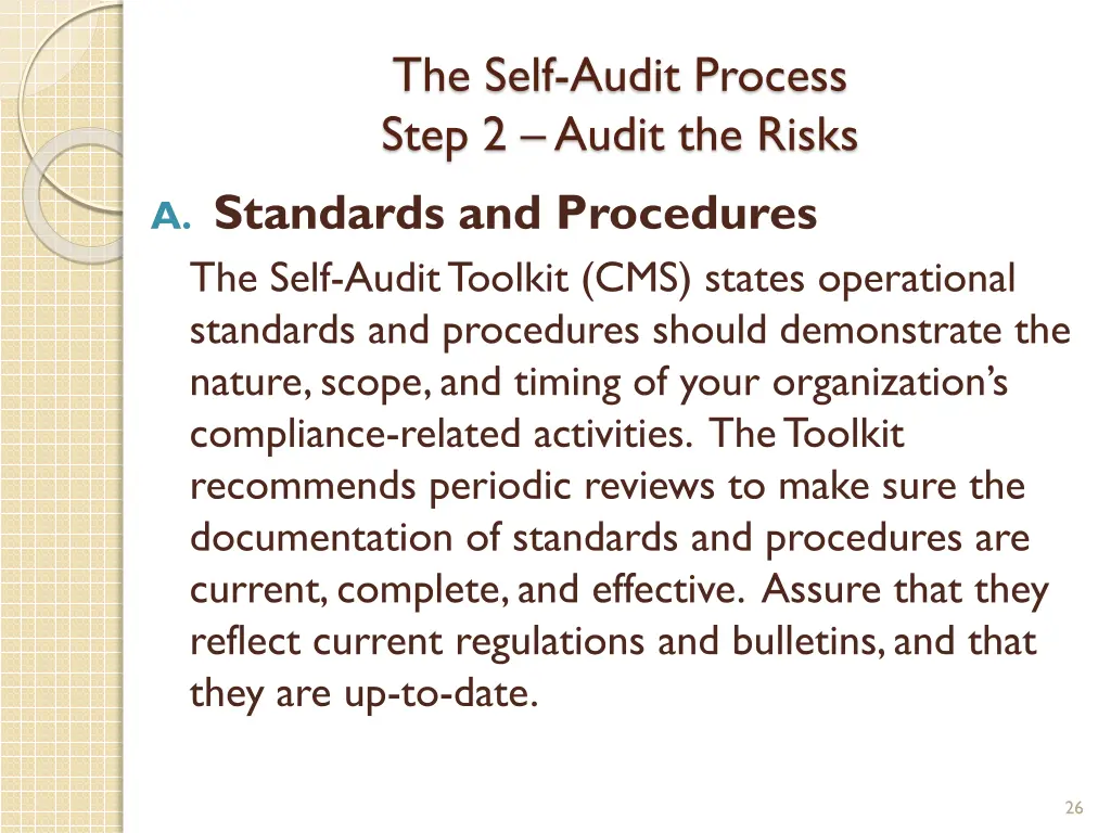 the self audit process step 2 audit the risks 1