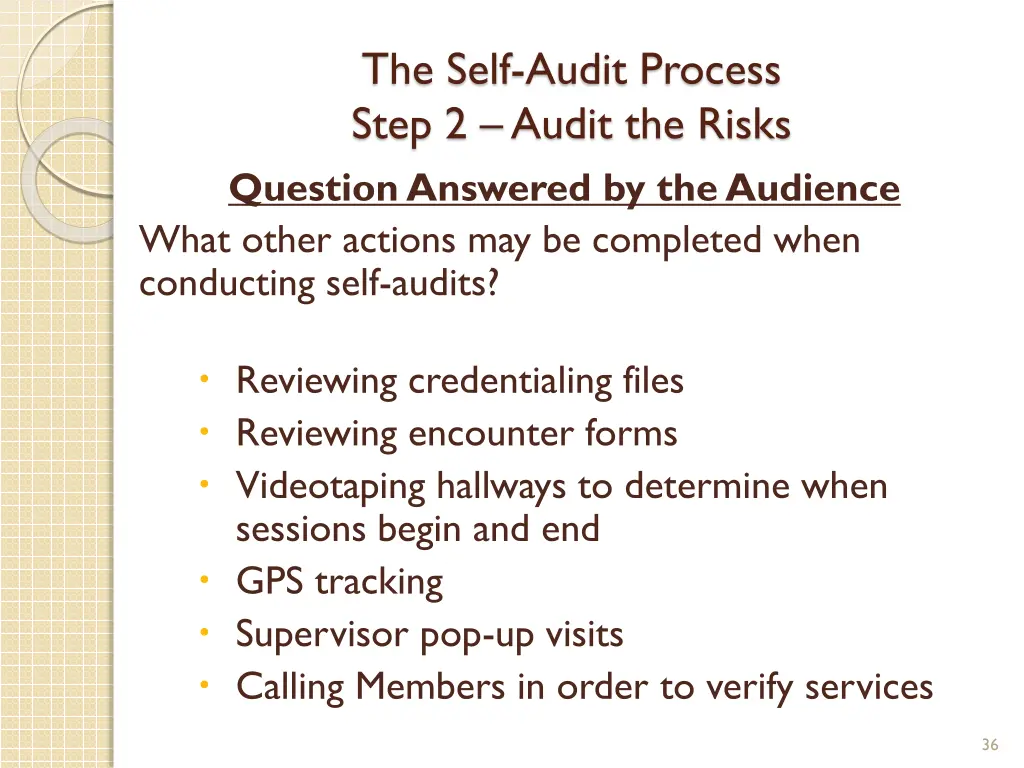 the self audit process step 2 audit the risks 11