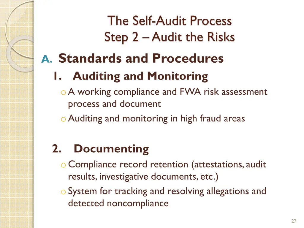 the self audit process step 2 audit the risks 2