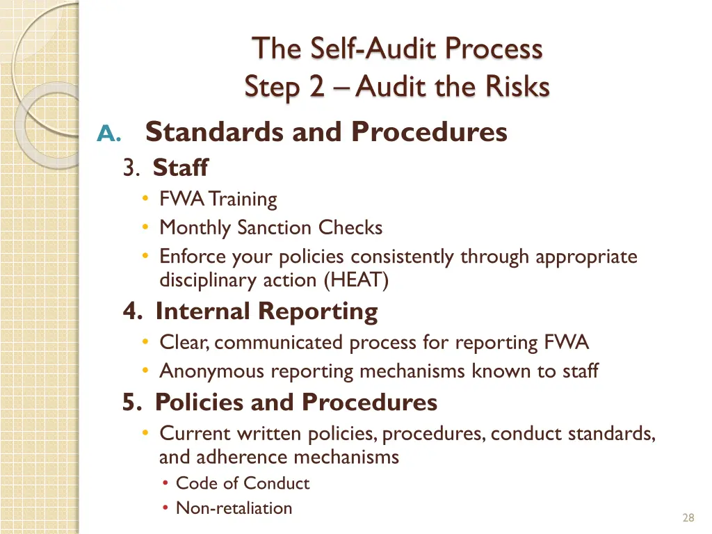 the self audit process step 2 audit the risks 3