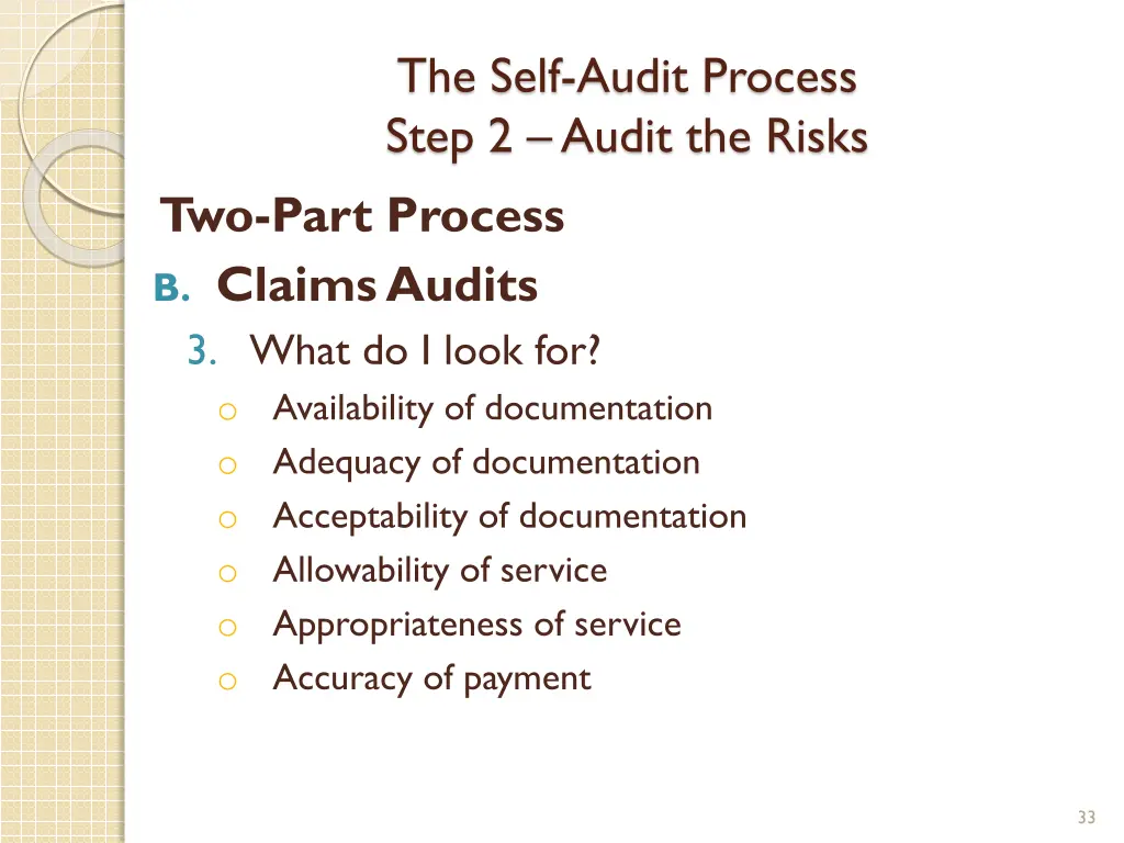the self audit process step 2 audit the risks 8