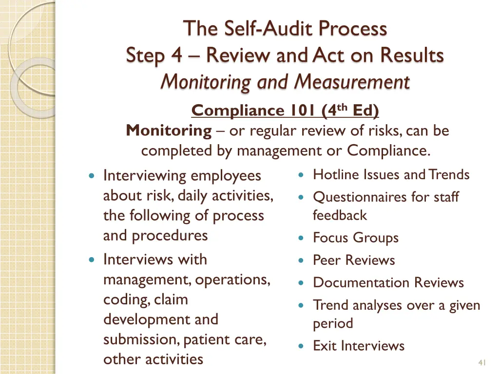 the self audit process step 4 review 2