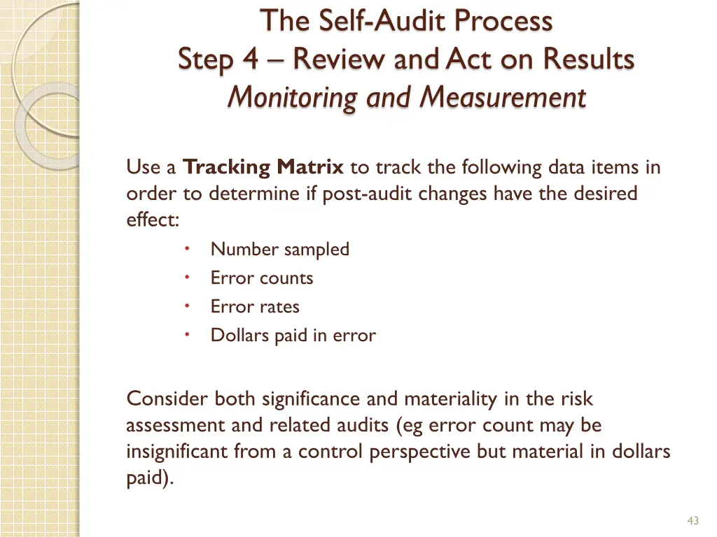 the self audit process step 4 review 4