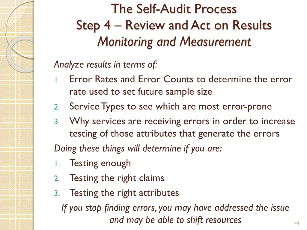 the self audit process step 4 review 5