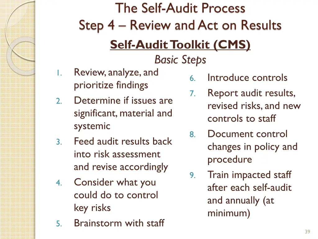 the self audit process step 4 review