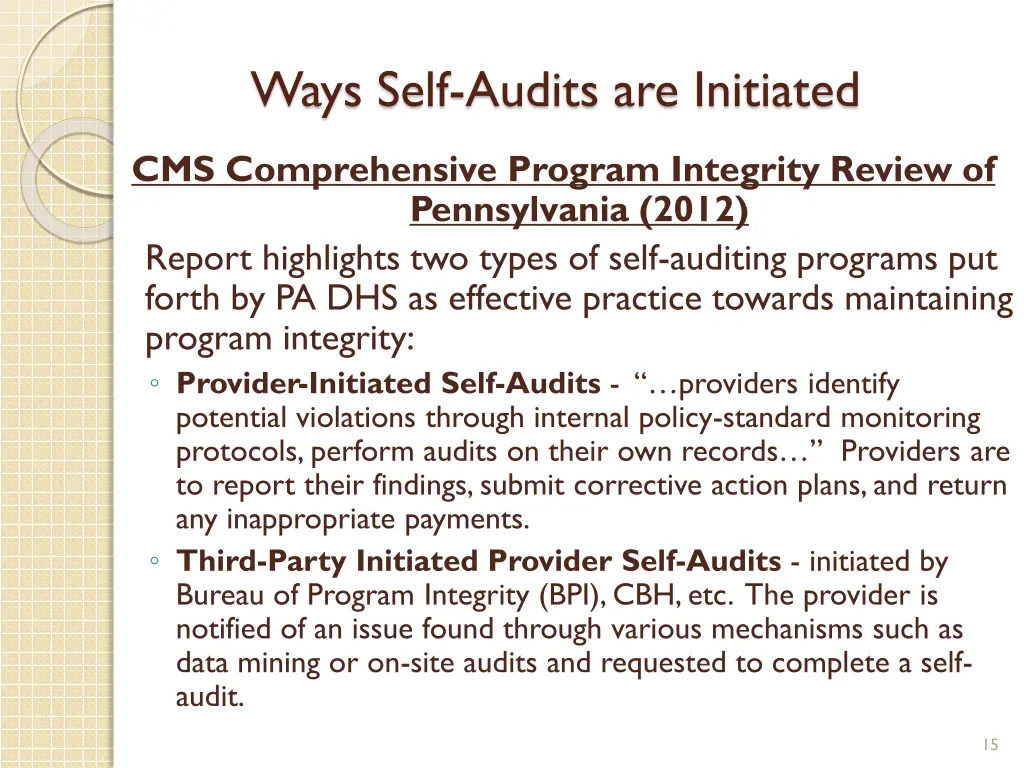 ways self audits are initiated 2