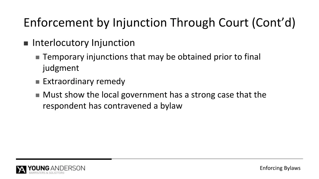 enforcement by injunction through court cont d 1