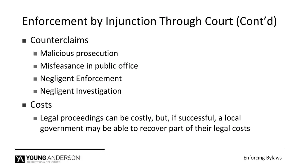 enforcement by injunction through court cont d 5