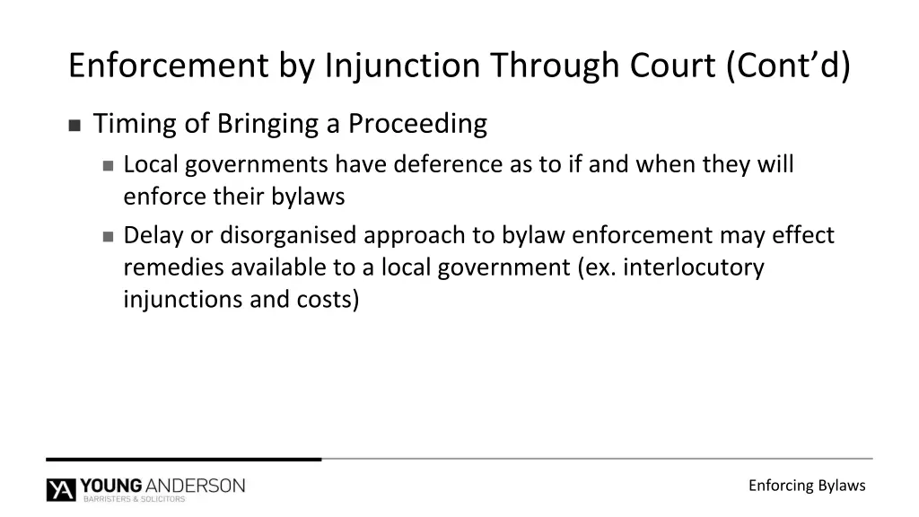 enforcement by injunction through court cont d