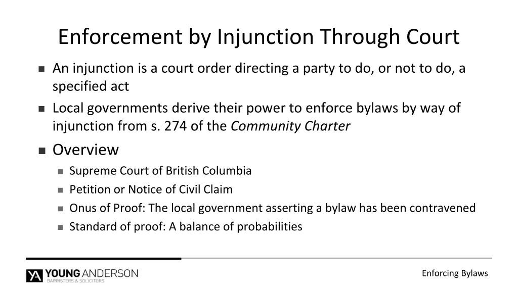 enforcement by injunction through court