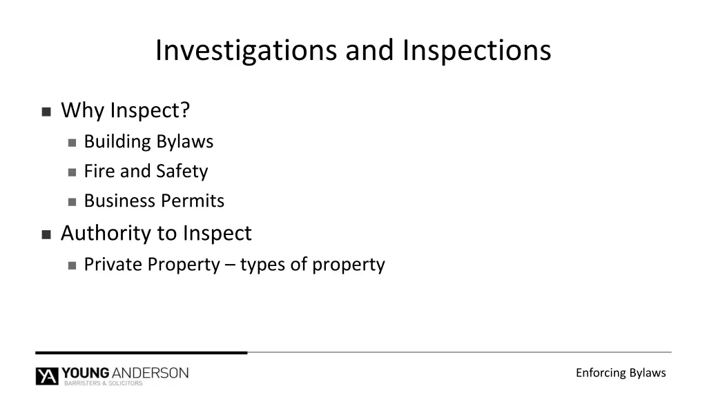 investigations and inspections