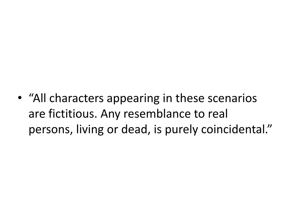 all characters appearing in these scenarios